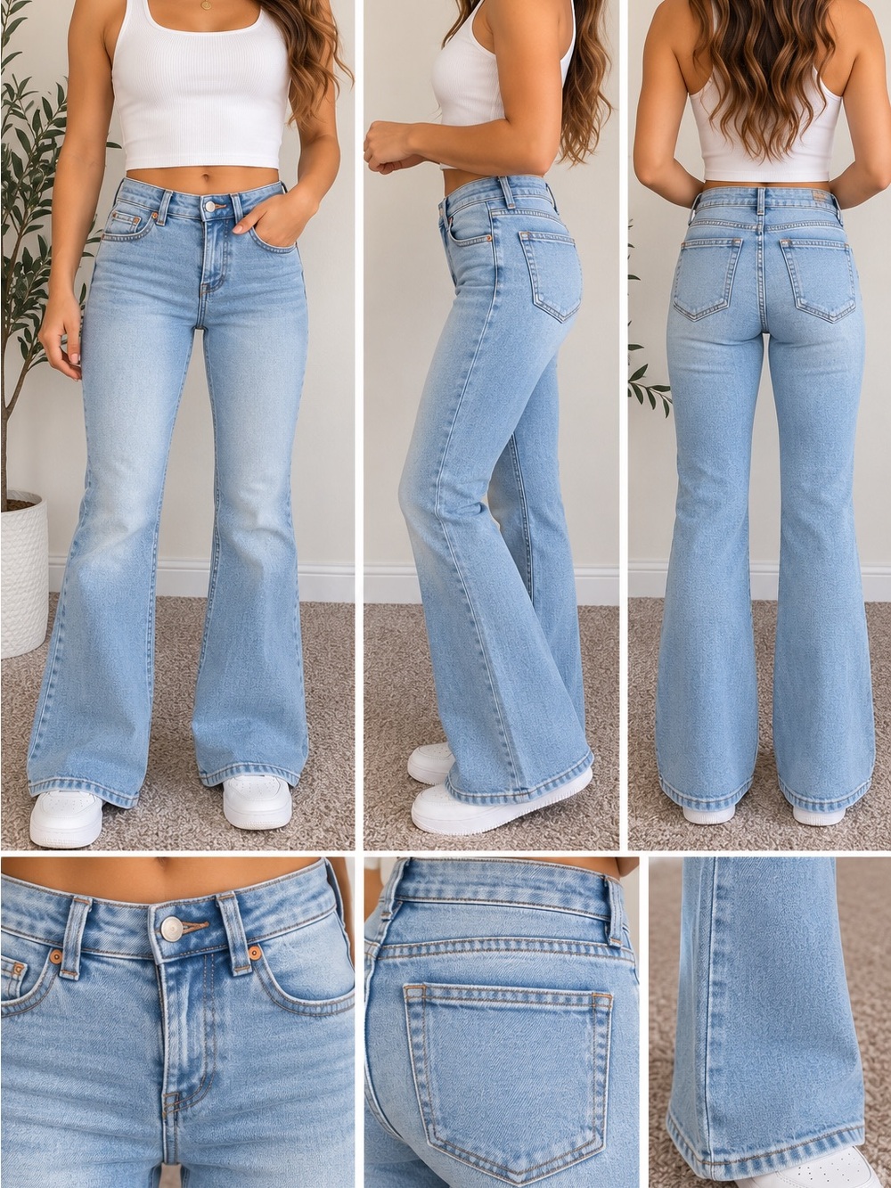 H&M Light Blue High-Rise Flared Jeans